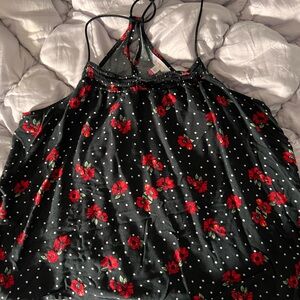 Floral Black and Red Women's tank